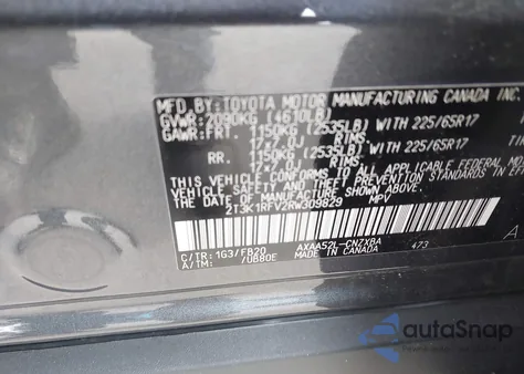 2024 Toyota Rav4 Le z USA, uszkodzony, nr VIN 2T3K1RFV2RW309829